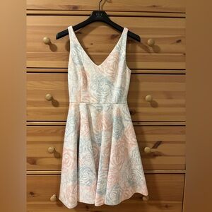 RW&CO. Pastel Pink and Blue Floral Fit-and-Flare Mini Dress